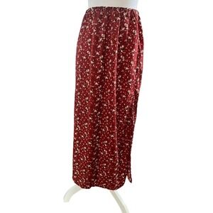 NWOT SHEIN CURVE Red Floral Maxi Skirt Plus Size 3XL Side Slit Elastic Waist